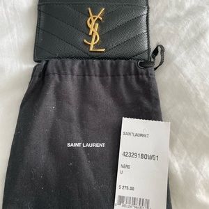 YSL Saint Lauren black and gold card holder